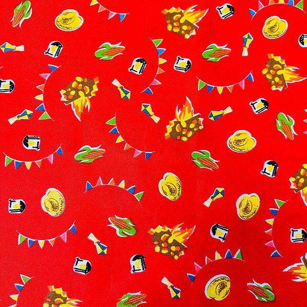 Tecido Chita Estampada Junina Vermelho 1 Metro