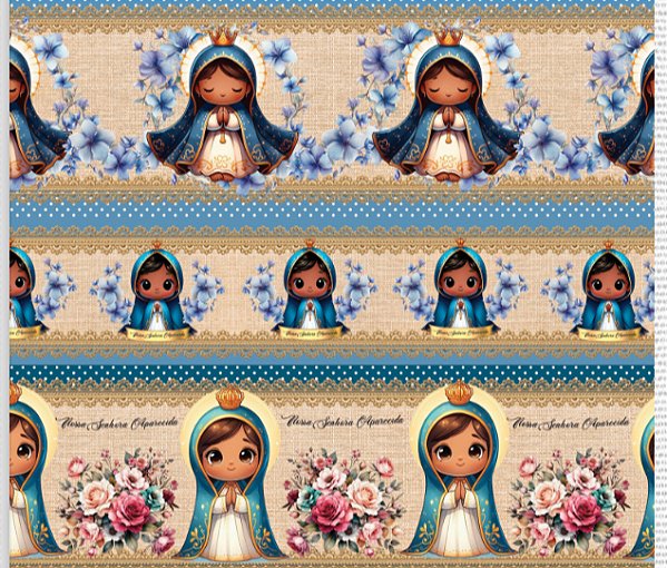 Tricoline Barrado Digital Nossa Senhora 55cm X 1.50 Largura