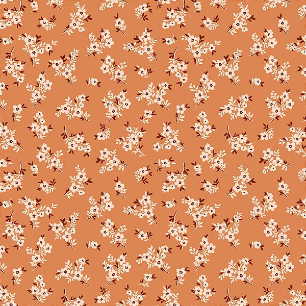 Tecido Tricoline Floral Fundo Camurça 50cm X 1.50Largura