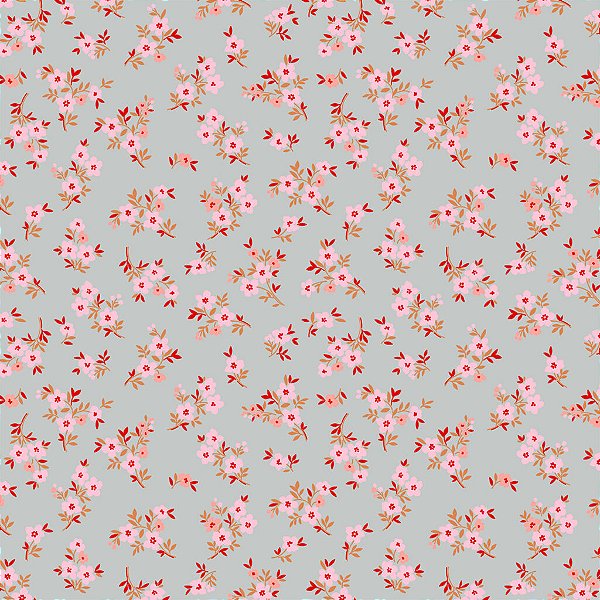 Tricoline Floral Fundo Azul 50cm x 1.50