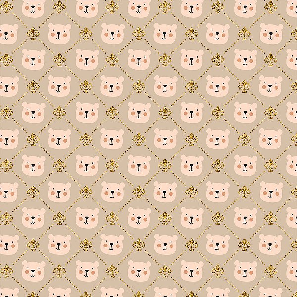 Tricoline Infantil e Baby Urzinho Bege e Dourado 50cm X 1.50Largura