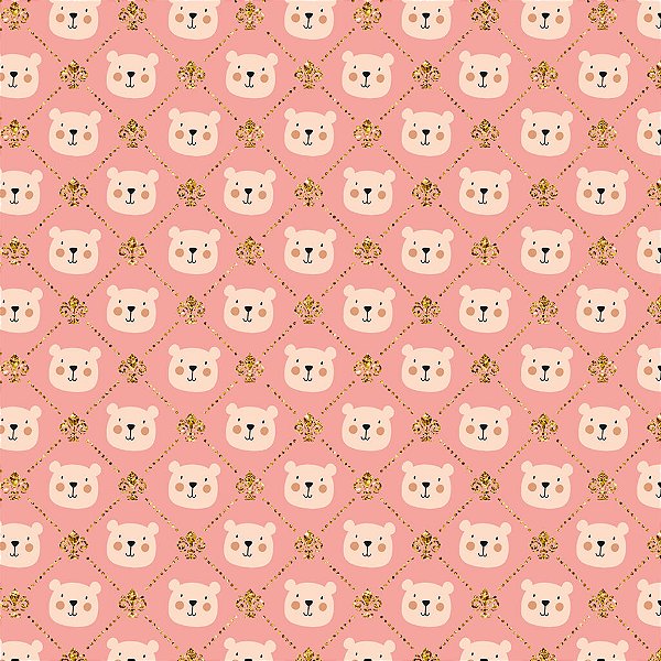 Tricoline Infantil e Baby Ursinho Rose 50cm X 1.50 Largura