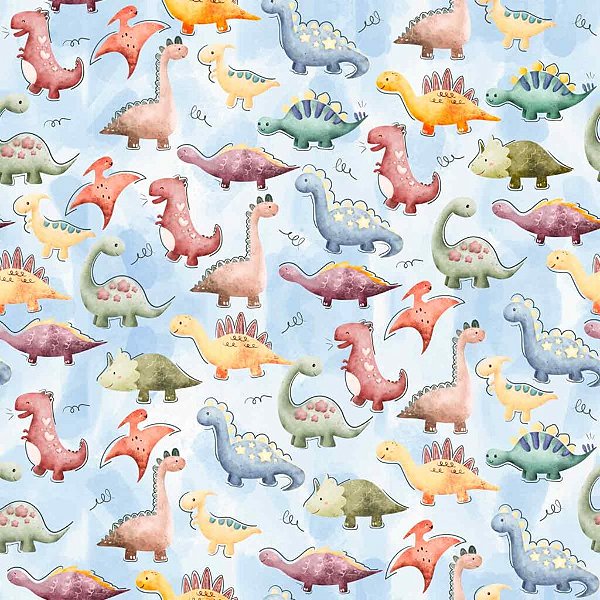 Tricoline Estampa Infantil Dinossauros 50cm X 1.50Largura