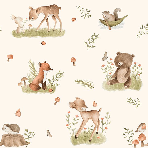 Tricoline Estampa Infantil Animais Cute 50cm X 1.50Largura
