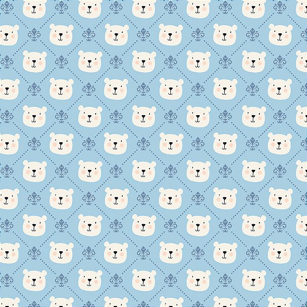 Tricoline Infantil e Baby Ursinho Azul 50cm X 1.50 Largura
