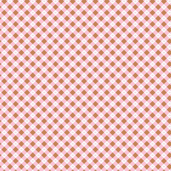 Tecido Tricoline Xadrez e Laço Rosa 50cm X 1.50L Largura