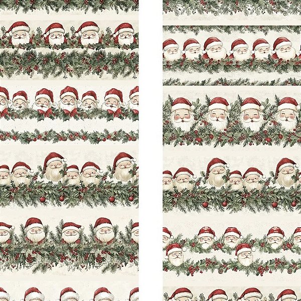 Tecido Barrado Digital Carinha Papai Noel Natal 2025