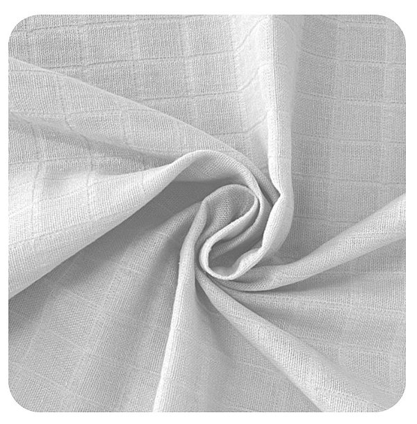 Tecido Fralda Lisa Mini Quadriculada Branca 50cm X 70Cm Largura