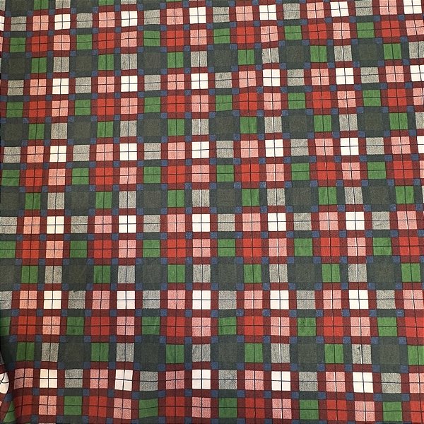 Tecido Tricoline Misto Natal Xadrez Vermelho 50cm X 1.5 Largura