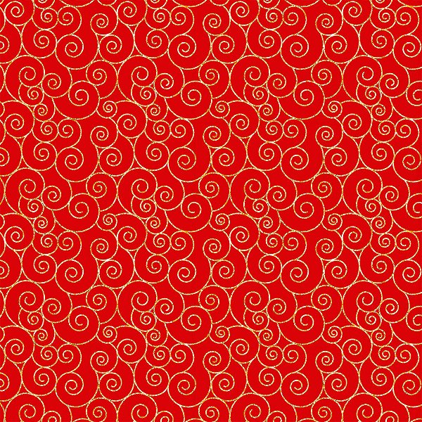 Tecido Tricoline Natal Arabesco Dourado e Vermelho 50cm X 1,50Largura