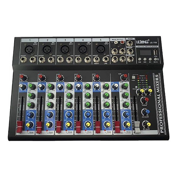 MESA DE SOM 7 CANAIS COM USB E BLUETOOTH LE 709