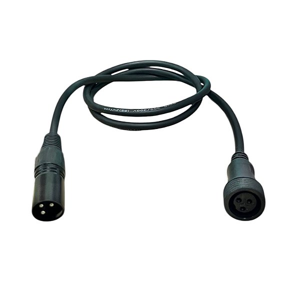 CABO DE SINAL XLR MACHO E FÊMEA OUTDOOR DE 1MT PARA APARELHO DE ILUMINAÇÃO