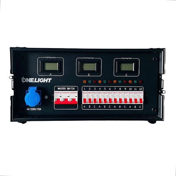 RACK MÓDULO DISJUNTOR DE ENÉRGIA 12 CANAIS 24 TOMADAS NO CASE TRIFÁSICO ONELIGHT ( 33184 )