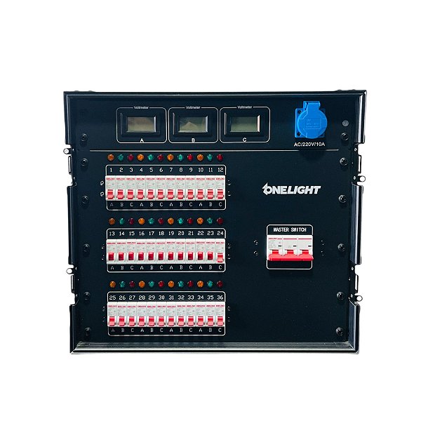 RACK MÓDULO DISJUNTOR DE ENÉRGIA 36 CANAIS 72 TOMADAS NO CASE TRIFÁSICO ONELIGHT ( 25679 )