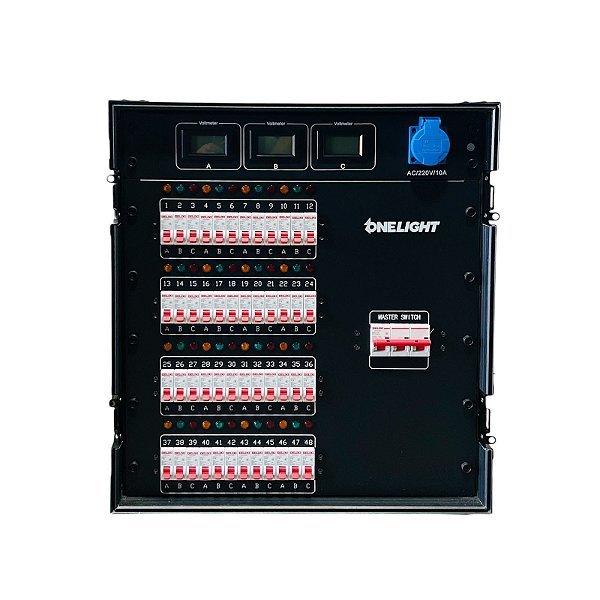 RACK MÓDULO DISJUNTOR DE ENÉRGIA 48 CANAIS 96 TOMADAS NO CASE TRIFÁSICO ONELIGHT ( 33187 )