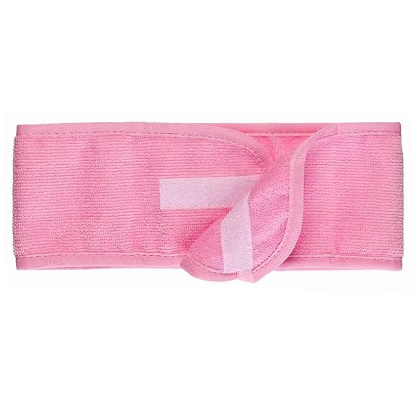 Faixa de Cabelo Atoalhada Com Velcro Rosa Estética Micropigmentação