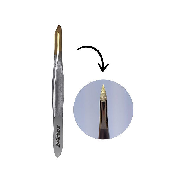 Pinça para Design de Sobrancelhas Cabeça de Cobra Soling Prestige Gold