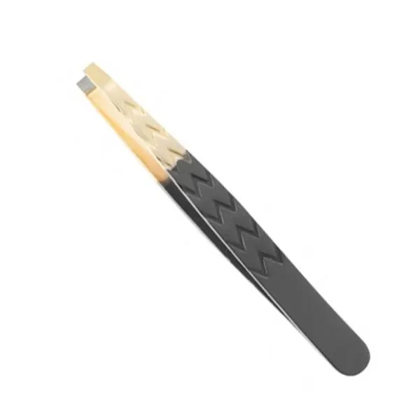 Pinça para Sobrancelhas Black Silver & Gold Reta Belliz