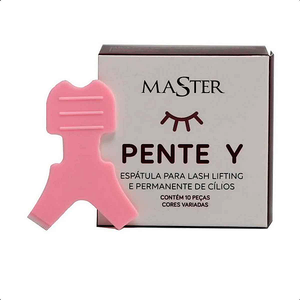 Pente para Cílios Y Quadrado Master Espátula para Lash Lifting e Brow Lamination Rosa ou Transparente 10un