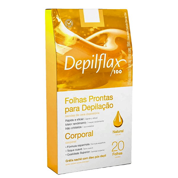 Folhas Prontas Corporais Depilflax Natural C/ 20 Und