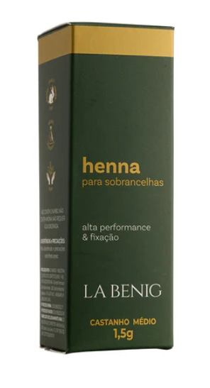 Henna La Benig Alta Fixação Profissional 1,5g Castanho Médio