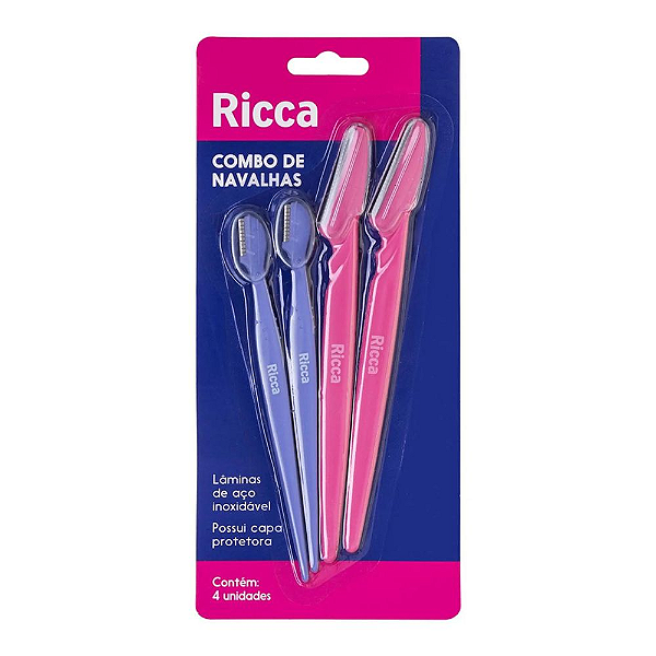Navalha Para Sobrancelha Ricca Belliz - 4 Unidades