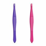 Pinça para Sobrancelhas Inox Neon Ponta Reta Ricca