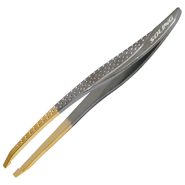 Pinça Designer Sobrancelhas Soling Gold Titanium Ponta Reta