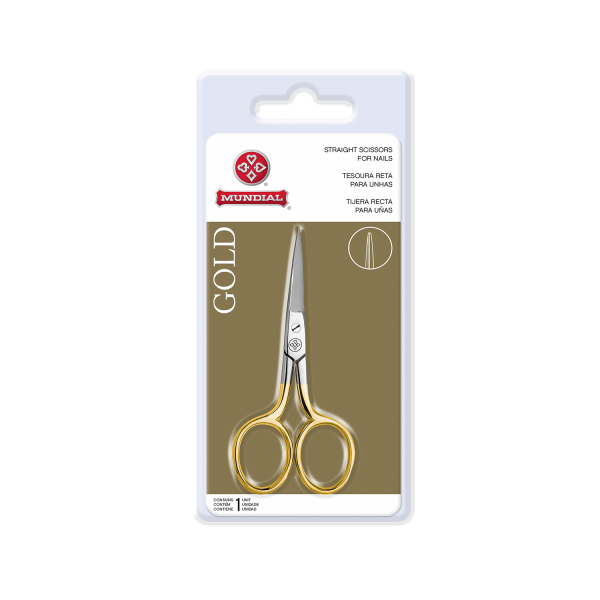 Tesoura Reta para Unhas Gold Mundial