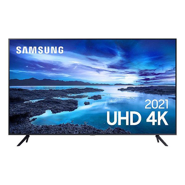 Smart 55" TV UHD 4K Samsung 55AU7700, Processador Crystal 4K, Tela sem limites, Visual Livre de Cabos, Alexa built in, Controle Único