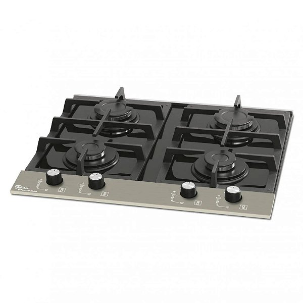 Cooktop Inox 4 Bocas a Gás Platinium Prime Fischer Bivolt Preto 20874.25481