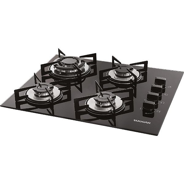 Cooktop Suggar  a Gás 4 Bocas Tripla Chama FG4304VP Preto Bivolt