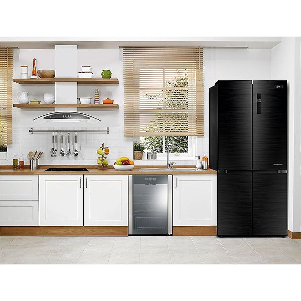 Refrigerador Midea French Door Inox Preto Inverte rQuattro 482L MD