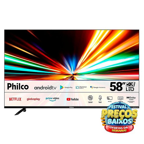 Smart Tv Philco 58 4K Android Dolby Audio HDR Quad-Core PTV58G10AG11SK
