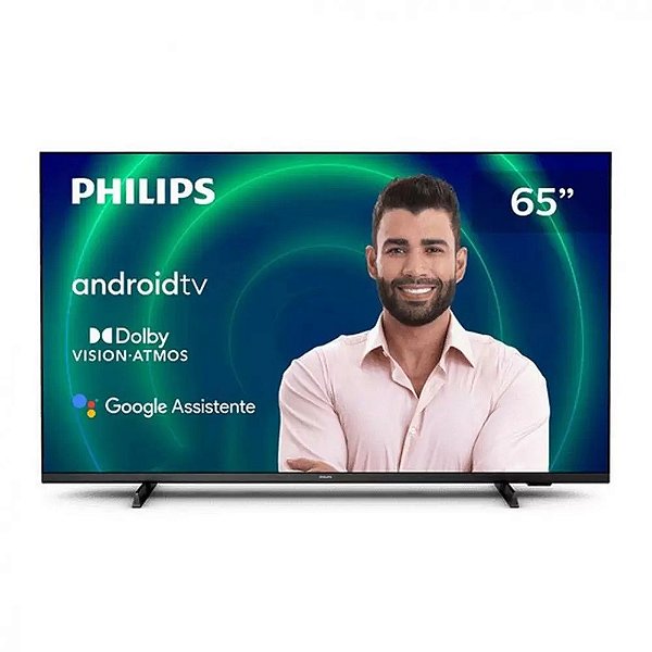 Smart TV Philips 65" Android TV 4K 65PUG7406/78 UHD Dolby Vision Dolby Atmos Bluetooth Bordas Ultrafinas Bivolt