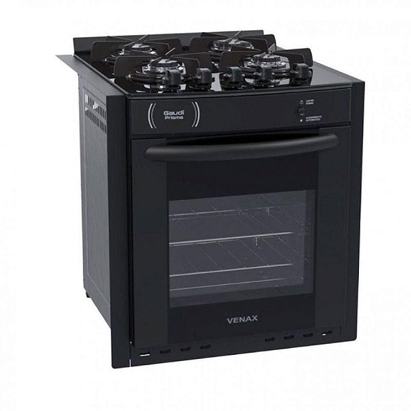 Fogão de Embutir Venax Gaudi 4 Bocas Preto + vidro | Bivolt