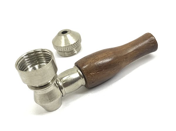 Pipe Cachimbo De Metal Com Bico De Madeira
