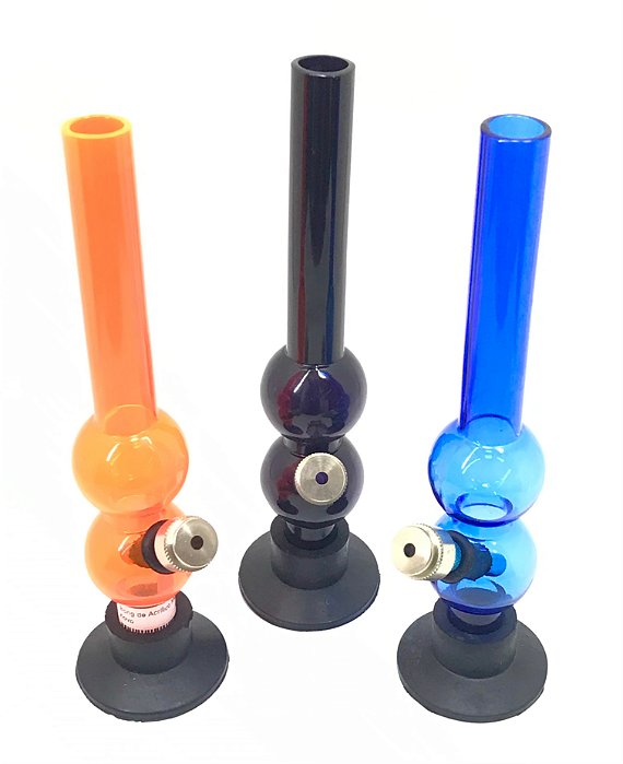 Bong Médio Two Bolhas Acrílico Com Bowl De Metal