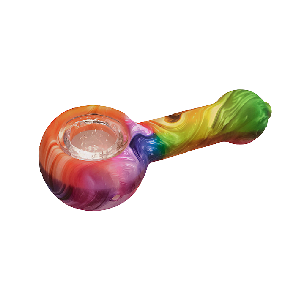 Pipe De Silicone Bolha Bowl De Vidro - Estampa Hidrográfica - Mixed Colors