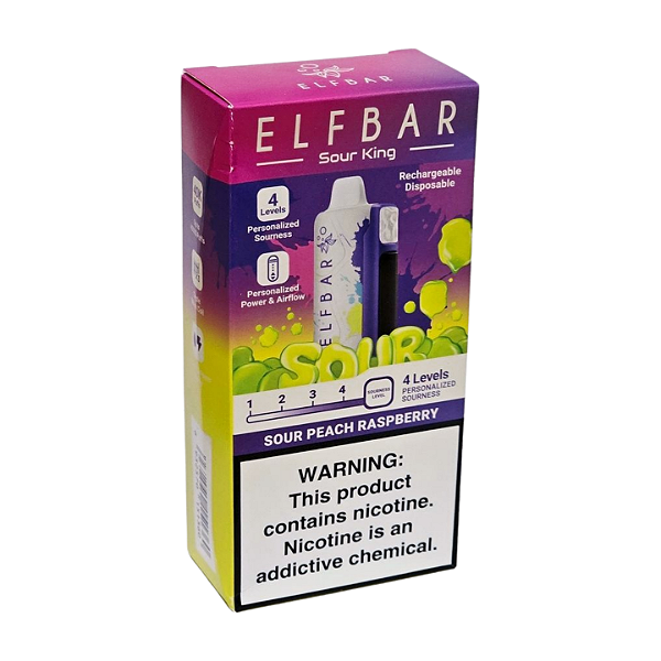 Pod Descartável Elfbar Sour King 40k Puffs - Sour Peach Raspberry