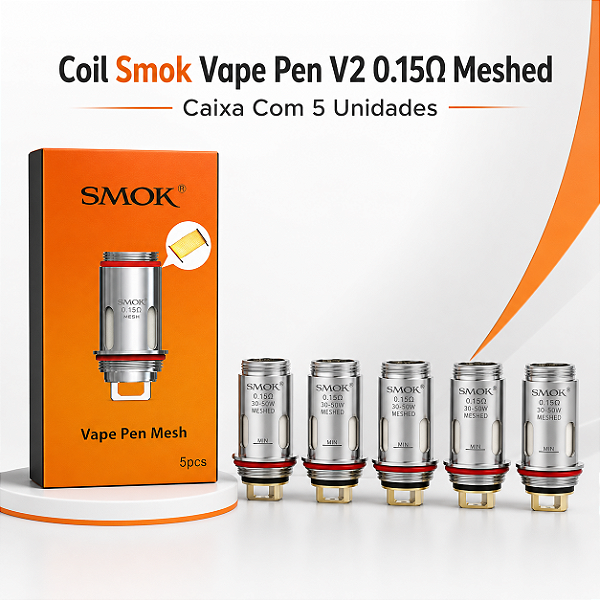 Coil Smok Vape Pen V2 0.15Ω Meshed - Caixa Com 5 Unidades