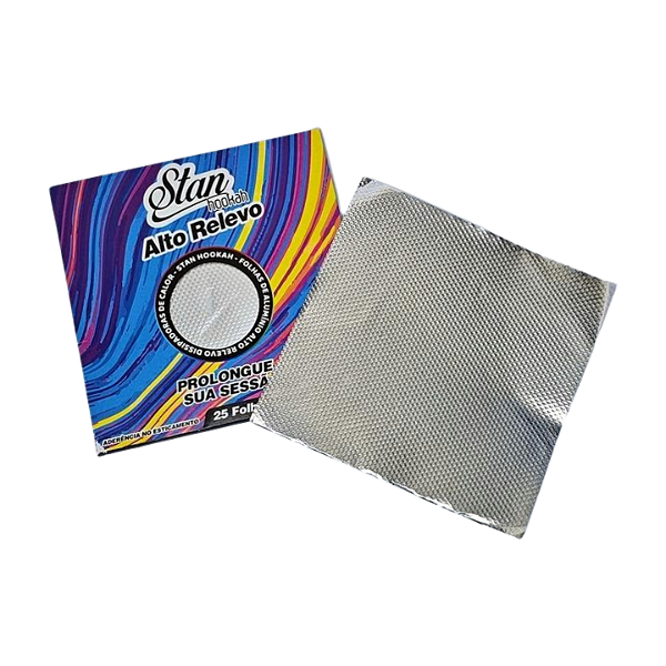Pacote de Folhas de Aluminio para Narguile - Stan Hookah Alto Relevo 25 folhas