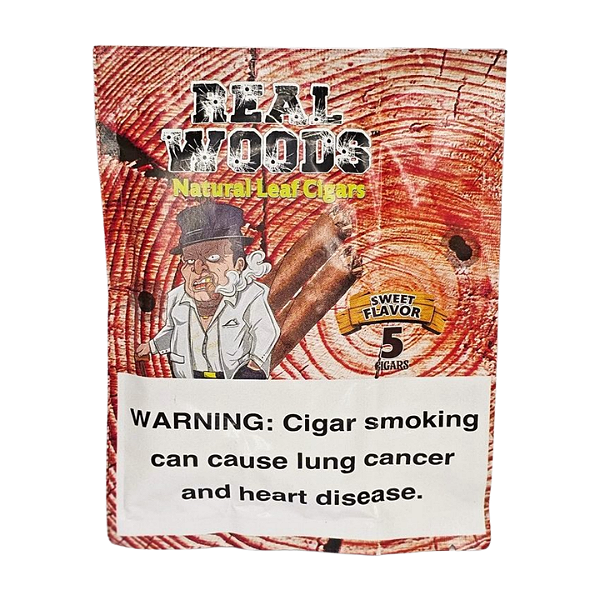 Charutinho Real Woods Natural Leaf Cigars - Sweet Flavor 5x
