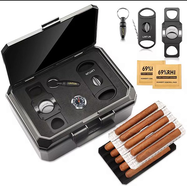 Caixa Umidora Para Charuto Lihtun - Kit completo