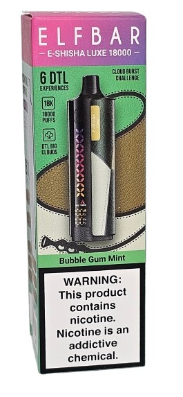 Pod Descartavel Elfbar E-Shisha Luxe 18.000 puff - Bubble Gum Mint