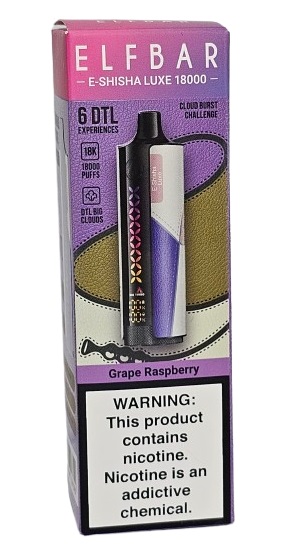 Pod Descartavel Elfbar E-Shisha Luxe 18.000 puff - Grape Raspberry