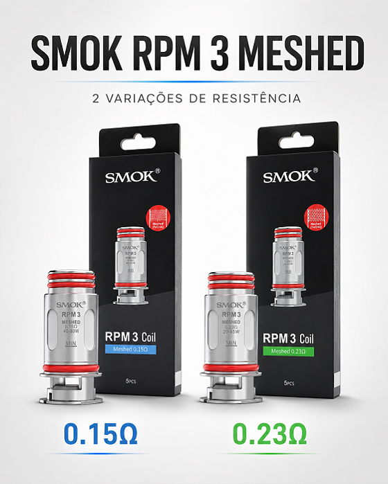 Coil Smok RPM 3 Meshed - 5 Unidades por Caixa
