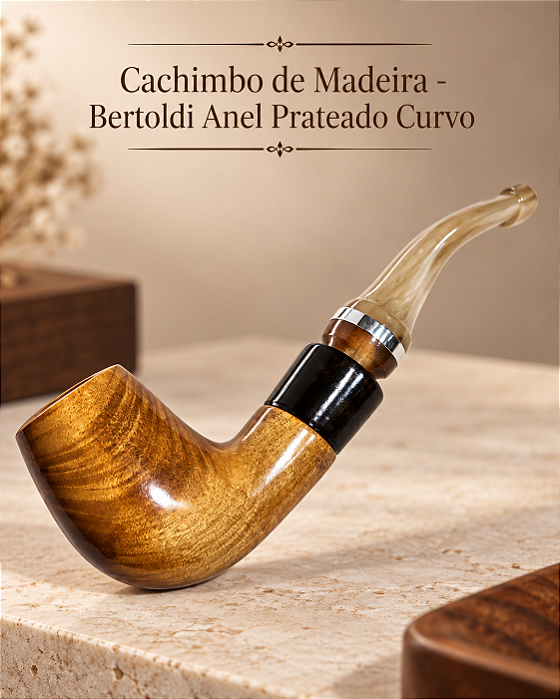 Cachimbo de Madeira - Bertoldi Anel Prateado Curvo