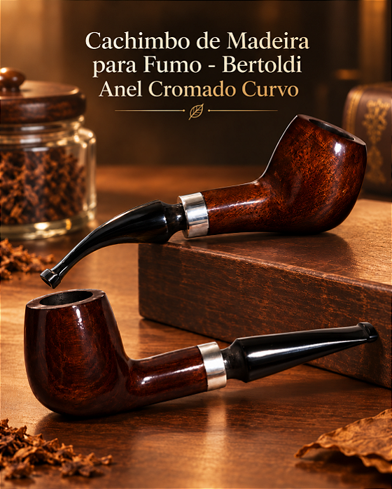 Cachimbo de Madeira - Bertoldi Anel Cromado