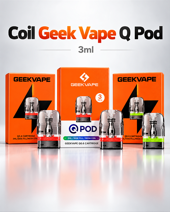 Coil GeekVape Q Pod 3ml Mesh - 3 Unidades por caixa
